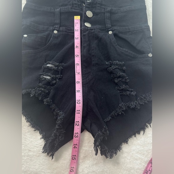 American GLORY Edgy Black Romper with Lace-Up Front and Distressed Hem - Picture 10 of 12